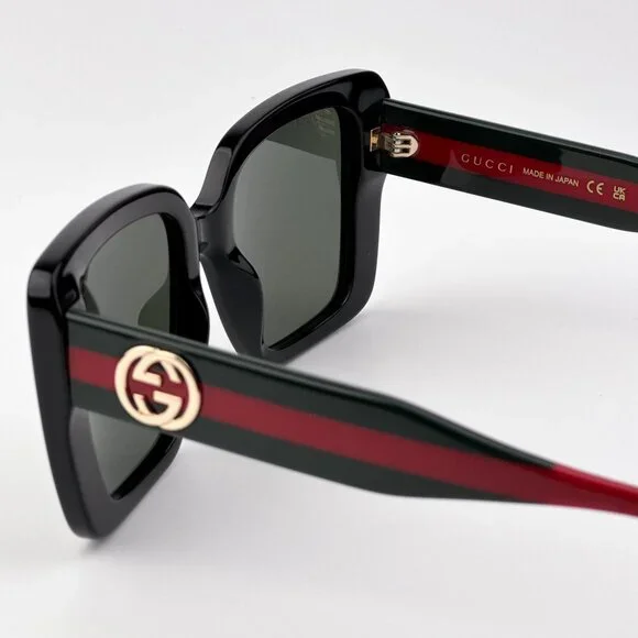 Gucci GG1861S Sunglasses – Black & Green Square Frame with Grey Lenses | Model 0 - Picture 7 of 12